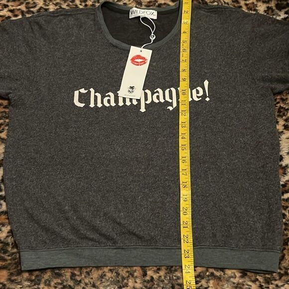 Wildfox Gray Champagne Graphic Pullover Cuffed Sweatshirt Contemporary  Casual - Picture 6 of 10